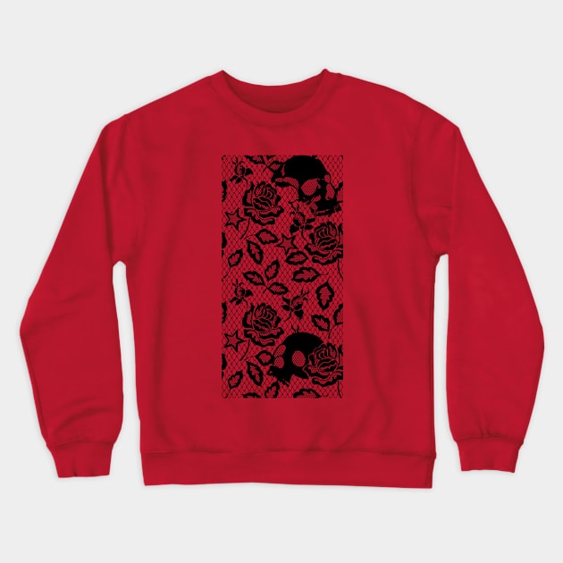 Skull and Rose Lace Crewneck Sweatshirt by RavenWake